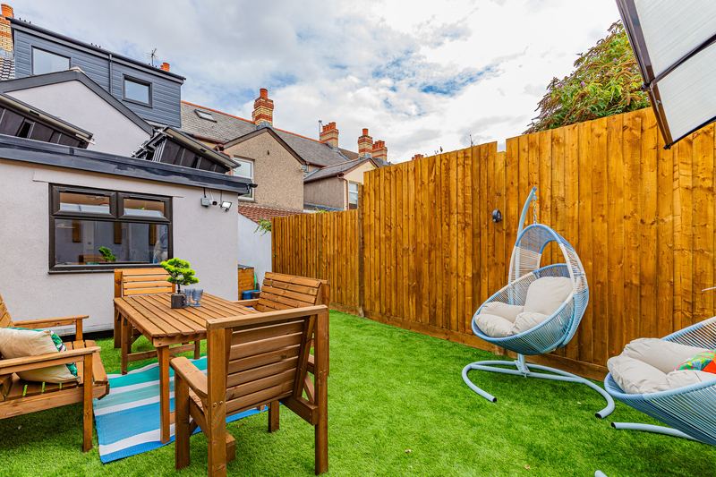 Garden seating and the back of the house