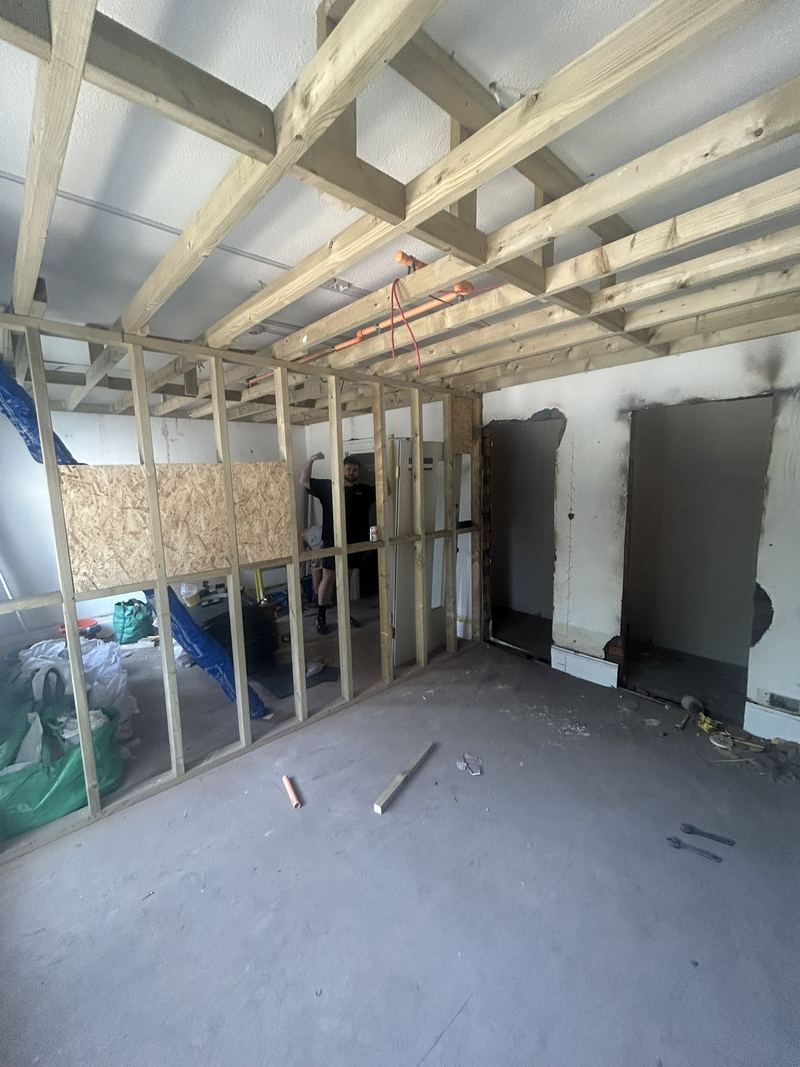 The new layout going in