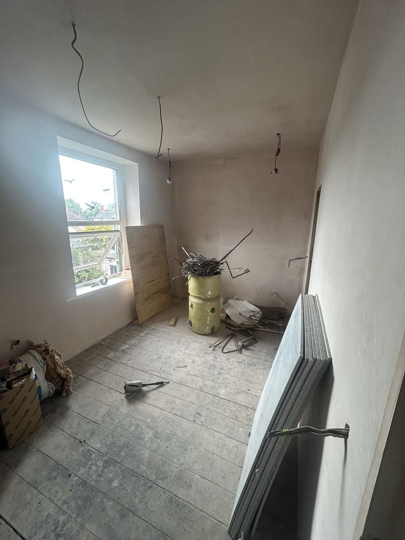 Fresh plaster, before the fit out