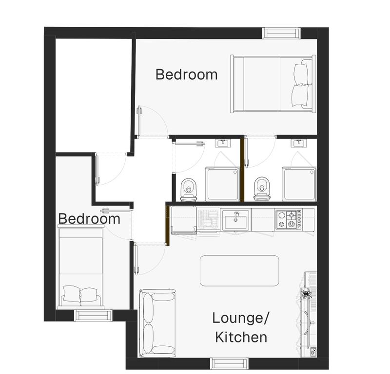 The layout of Flats 3 and 4