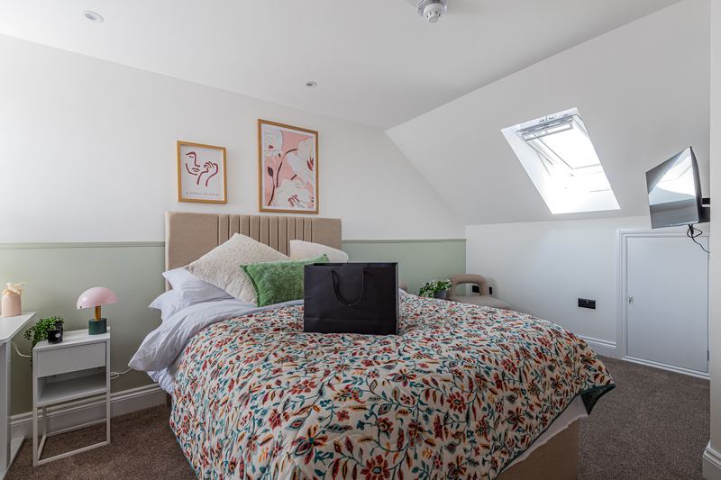 Loft bedroom with roof window